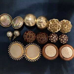 107 pairs of costume earrings from grandma’s estate. Mixed materials.